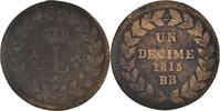 France Decime Coin, Louis XVIII, Strasbourg, Bronze, KM:701 -