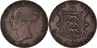 Jersey 1/26 Shilling Coin, Victoria, Copper, KM:2 -