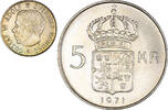 Sweden 5 Kronor Coin, Gustaf VI, Silver, KM:829 -