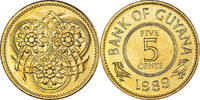 Guyana 5 Cents Coin, Nickel-brass, KM:32 -