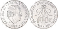 Monaco 100 Francs Coin, Rainier III, Silver, KM:164 -