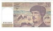 France 20 Francs Debussy, F.020, Fayette:F66.08A20, KM:151b -