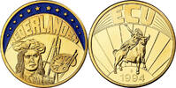 Netherlands Medal Ecu Europa, Copper Gilt -