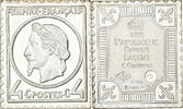 France Medaille Timbre, Napoléon III, Effigie Laurée, 4 Centimes, Silver -