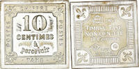 France Medaille Timbre Taxe, 10 Centimes, Silver -