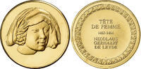France Medaille Tête de Femme, Nikolaus Gerhaert de Leyde, Gilt Bronze -
