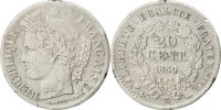 France 20 Centimes Coin, Cérès, Strasbourg, Silver -