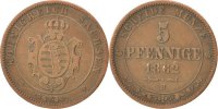 German States 5 Pfennig Coin, SAXONY-ALBERTINE, Johann, Dresde -