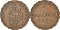 German States 4 Pfennig Coin, PRUSSIA, Wilhelm I, Cleves -