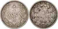 GERMANY - EMPIRE 1/2 Mark Coin, Stuttgart, Silver, KM:17 -