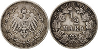 GERMANY - EMPIRE 1/2 Mark Coin, Hambourg, Silver, KM:17 -