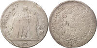 France 5 Francs Coin, Union et Force, Bayonne, Silver -