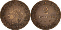 France 2 Centimes Coin, Cérès, Paris, Bronze, KM:827.1 -