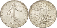 France 50 Centimes 1918 Paris Coin, Semeuse, Paris, Silver, KM:854 MS(63)