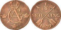 Sweden 1/4 Skilling Coin, Gustaf IV Adolf, Copper, KM:564 -