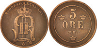 Sweden 5 Öre Coin, Oscar II, Stockholm, Bronze, KM:736 -