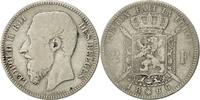 Belgium 2 Francs, 2 Frank Coin, Leopold II, Silver, KM:30.1 -