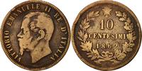Italy 10 Centesimi Coin, Vittorio Emanuele II, Copper -