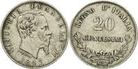 Italy 20 Centesimi Coin, Vittorio Emanuele II, Milan, Silver -