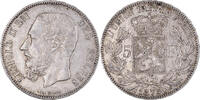 Belgium 5 Francs, 5 Frank Coin, Leopold II, Silver, KM:24 -