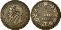 Italy 5 Centesimi Coin, Vittorio Emanuele II, Naples, Copper -