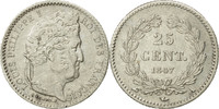 France 25 Centimes Coin, Louis-Philippe, Paris, Silver -