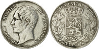 Belgium 5 Francs, 5 Frank Coin, Leopold I, Silver, KM:17 -