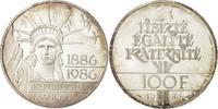 France 100 Francs Coin, Statue de la Liberté, Silver -