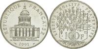 France 100 Francs Coin, Panthéon, Paris, Silver, KM:951.1 -