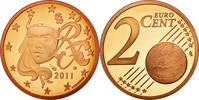 2 Euro Cent 2011 Paris Frankreich UNZ, Copper Plated Steel, KM:1283 UNZ