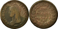 France Decime Coin, Dupré, Paris, Bronze, KM:645.1 -