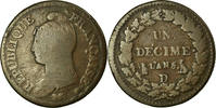 France Decime Coin, Dupré, Lyon, Bronze, KM:645.5 -