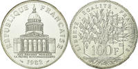 France 100 Francs Coin, Panthéon, Paris, Silver, KM:951.1 -