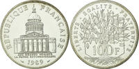 France 100 Francs Coin, Panthéon, Paris, Silver, KM:951.1 -