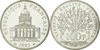 France 100 Francs Coin, Panthéon, Paris, Silver, KM:951.1 -