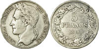 Belgium 5 Francs, 5 Frank Coin, Leopold I, Silver, KM:3.2 -