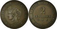 France 2 Centimes Coin, Cérès, Paris, Bronze, KM:827.1 -