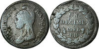 France Decime Coin, Dupré, Strasbourg, Bronze, KM:645.4 -
