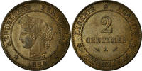 France 2 Centimes Coin, Cérès, Paris, Bronze, KM:827.1 -