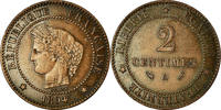 France 2 Centimes Coin, Cérès, Paris, Bronze, KM:827.1 -