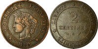 France 2 Centimes Coin, Cérès, Paris, Bronze, KM:827.1 -