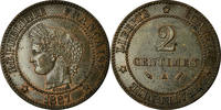 France 2 Centimes Coin, Cérès, Paris, Bronze, KM:827.1 -
