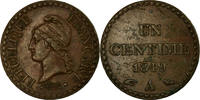 France Centime Coin, Dupré, Paris, Bronze, KM:754 -
