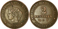 France 2 Centimes Coin, Cérès, Paris, Bronze, KM:827.1 -