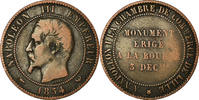 France 10 Centimes 1854 Lille Coin, Lille, Bronze, KM:M25, Gadoury:251 VF(30-35)