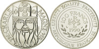 France 100 Francs Coin, Charlemagne, Paris, Silver, KM:982 -