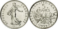 France 5 Francs Coin, Semeuse, Paris, Nickel Clad -