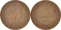 France 2 Centimes Coin, Dupuis, Paris, Bronze, KM:841 -