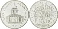 France 100 Francs Coin, Panthéon, Paris, Silver, KM:951.1 -