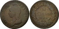 France Decime Coin, Dupré, Metz, Bronze, KM:644.2 -